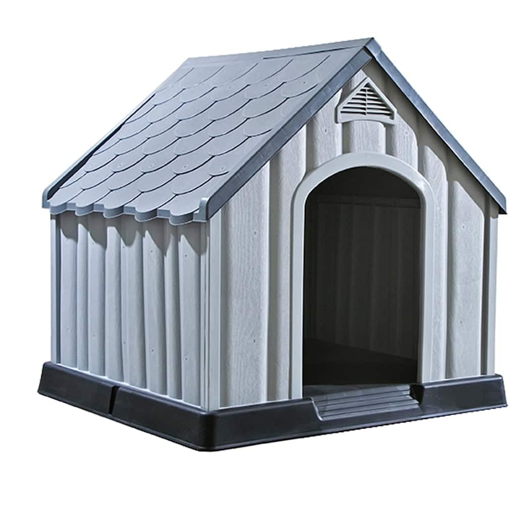 Cuccia per cani in plastica grigia, 92 x 87 x 91 cm, resistente