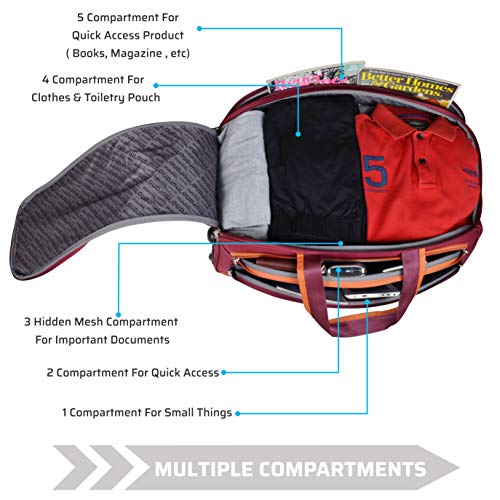 Image of Murano Odyssey 20 inch Polyester Lightweight Duffel Bag with High Quality Roller Wheels (Maroon, 52 L)