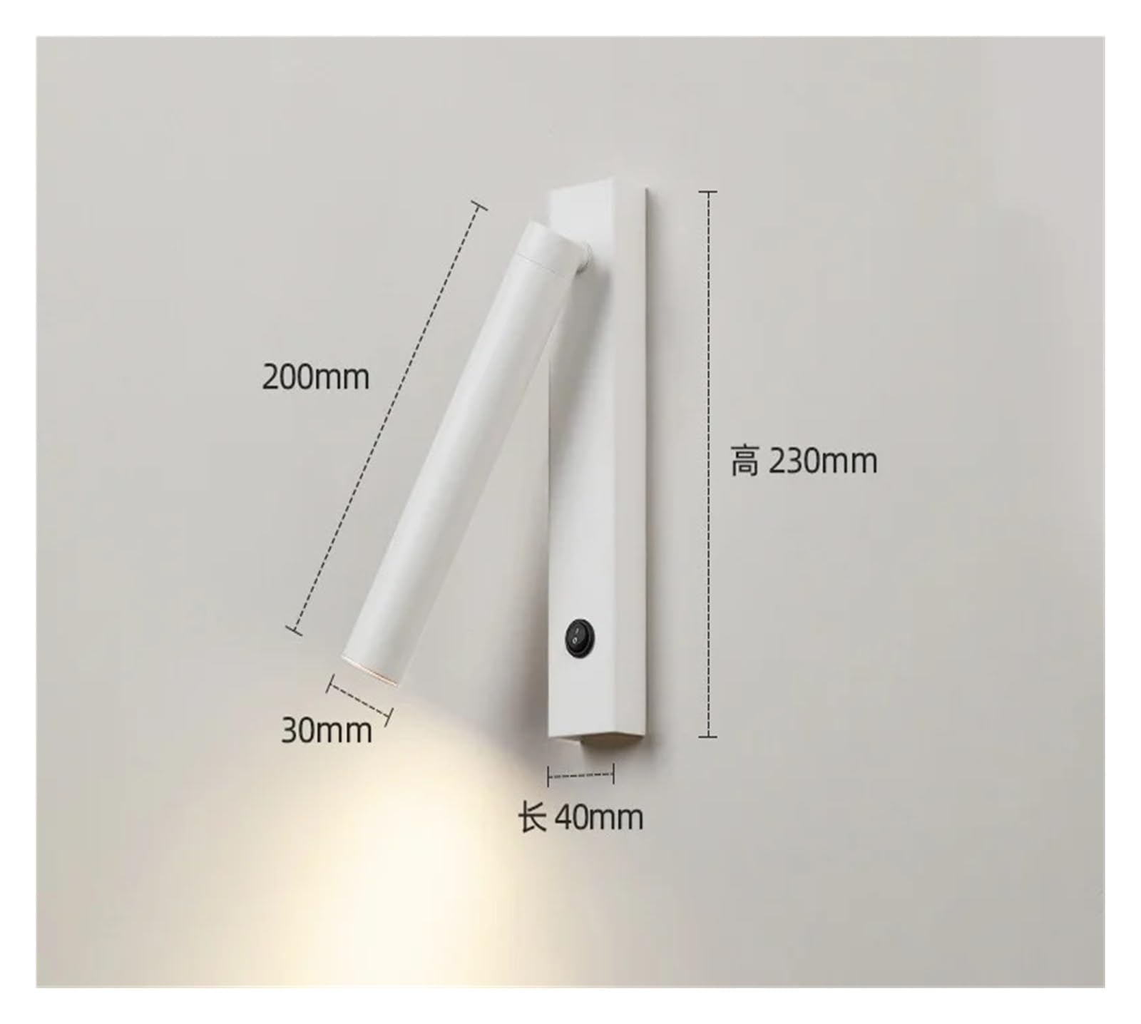 Lampa ścienna LED, światło malarskie, z przełącznikiem, lampka nocna do sypialni, lampa do czytania, regulowana, obrotowa, dekoracyjna oprawa oświetleniowa do wnętrz(Warm 3000K,White 3W)