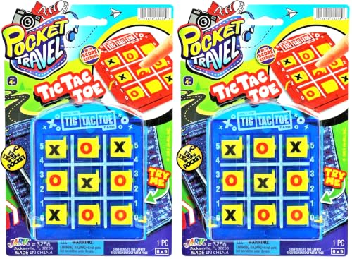 JA-RU Portable Tic Tac Toe (2 Pack) Classic Mini Board Games for Kids. Pocket Travel Size. Party Favor Birthday Stocking Stuffer. 3256-1
