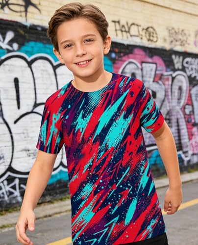 Image of uideazone Tshirts for Boys Kids Short Sleeve T-Shirt 3D Graphic Tee Shirts Tops Clothes 4-16 Years