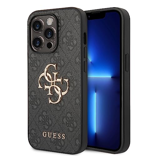 Guess Golden Logo kompatibel mit iPhone 14 Pro Hülle - Grau schwarz GUHCP14L4GMGGR