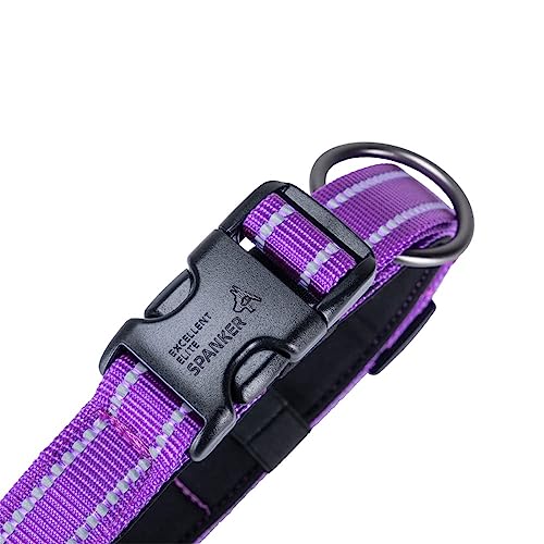 EXCELLENT ELITE SPANKER Reflective Dog Collar Classic Soft Padded Breathable Nylon Adjustable Pet Collar with Quick Release Buckle for Boy Girl Male Female Puppies Small Medium Large Dogs(M-PUL) - Image 4