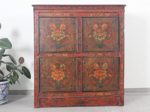 Yajutang Commode tibétaine magnifique motif floral peint à la main