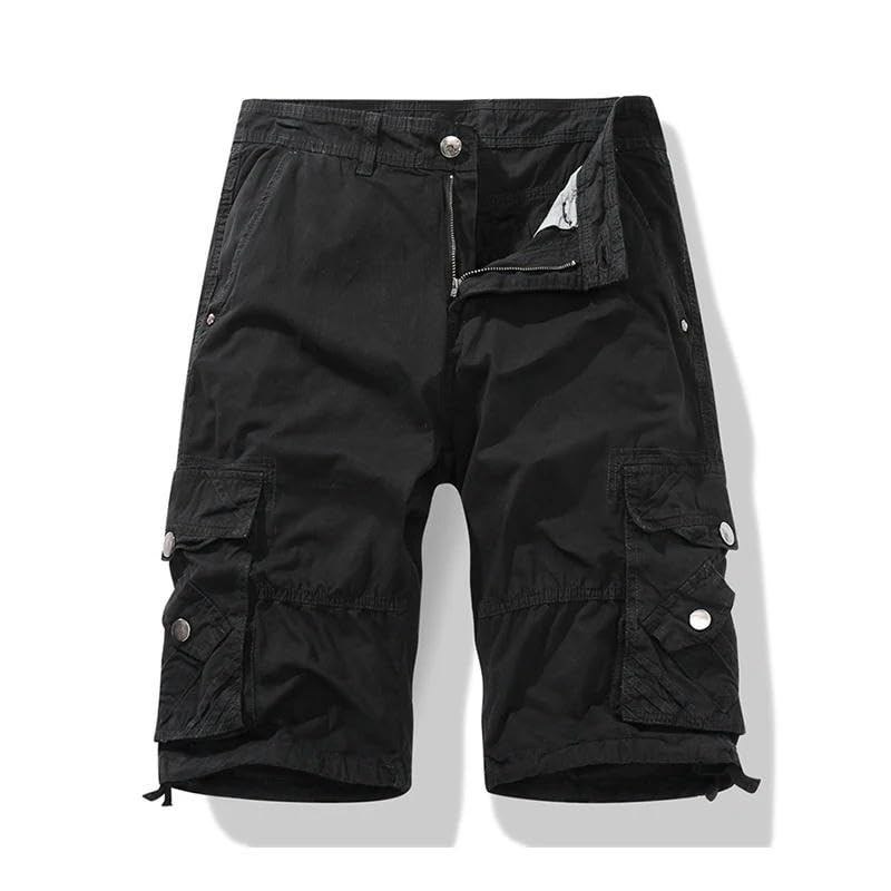 Pantalones cortos rectos de algodón para hombre con botón de ocio 5