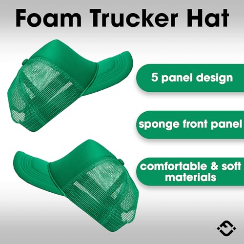 Image of Funky Junque Foam Trucker Hat, Trucker Hats for Women & Men - Blank Adjustable Snapback Mesh Back Baseball Cap
