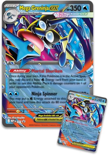 Pokémon TCG: Mega Greninja ex Premium Collection (1 Foil Promo Card, 1 Oversize Lenticular Card & 8 Booster Packs)