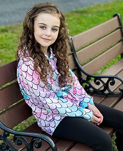 5 Years Old Girl Mermaid Hoodie Sweatshirts 3D Printed Funny Pink Blue Fish Scale Hooded Pullover For 4T Little Baby Size 6 Girls Fall Long Sleeve Clothes Girls Big Pocket Casual Sports Wear Outfits #TOP4