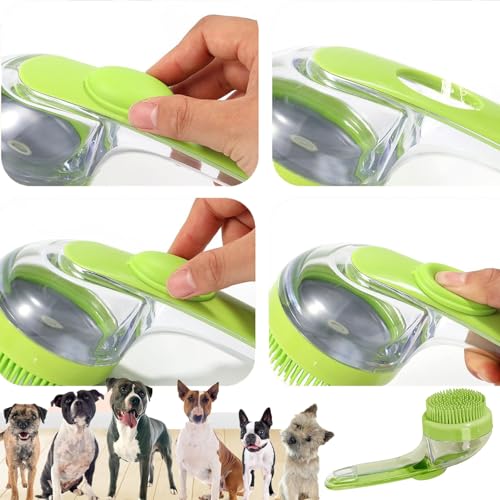 SKDFHOD Hundebürste, Shampoo Bürste Bubble Brush, Befüllbare Badebürste für Hundeshampoo, Dusche Bürste Silikon, für Baden Hundeseife mit Seifenspender, für Haustiere Hunde Katzen Doggie(Grün)