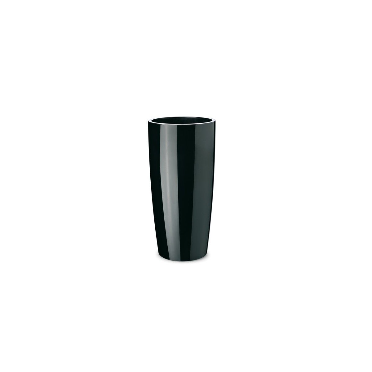 Glanzende Vaas Musa Line InErba - Zwart 35 X 70 Cm Met Uitneembare Binnenmand