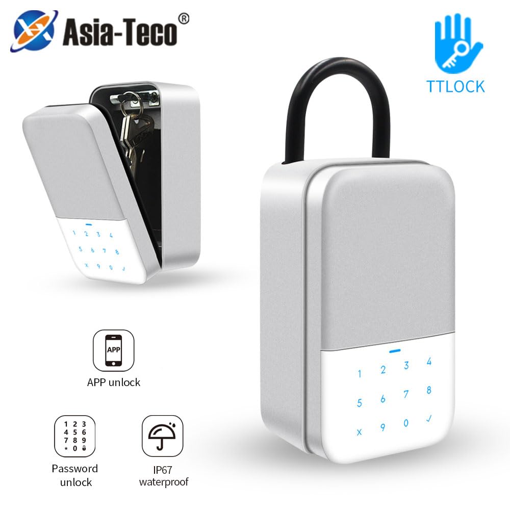 Sejf na klucze, Sejf na klucze TTlock z czytnikiem linii papilarnych Bluetooth Wifi Cyfrowa skrzynka Aplikacja Zdalne odblokowywanie Montaż ścianie Skrzynka zabezpieczające kłódka(KB2-TTLOCK-Password)