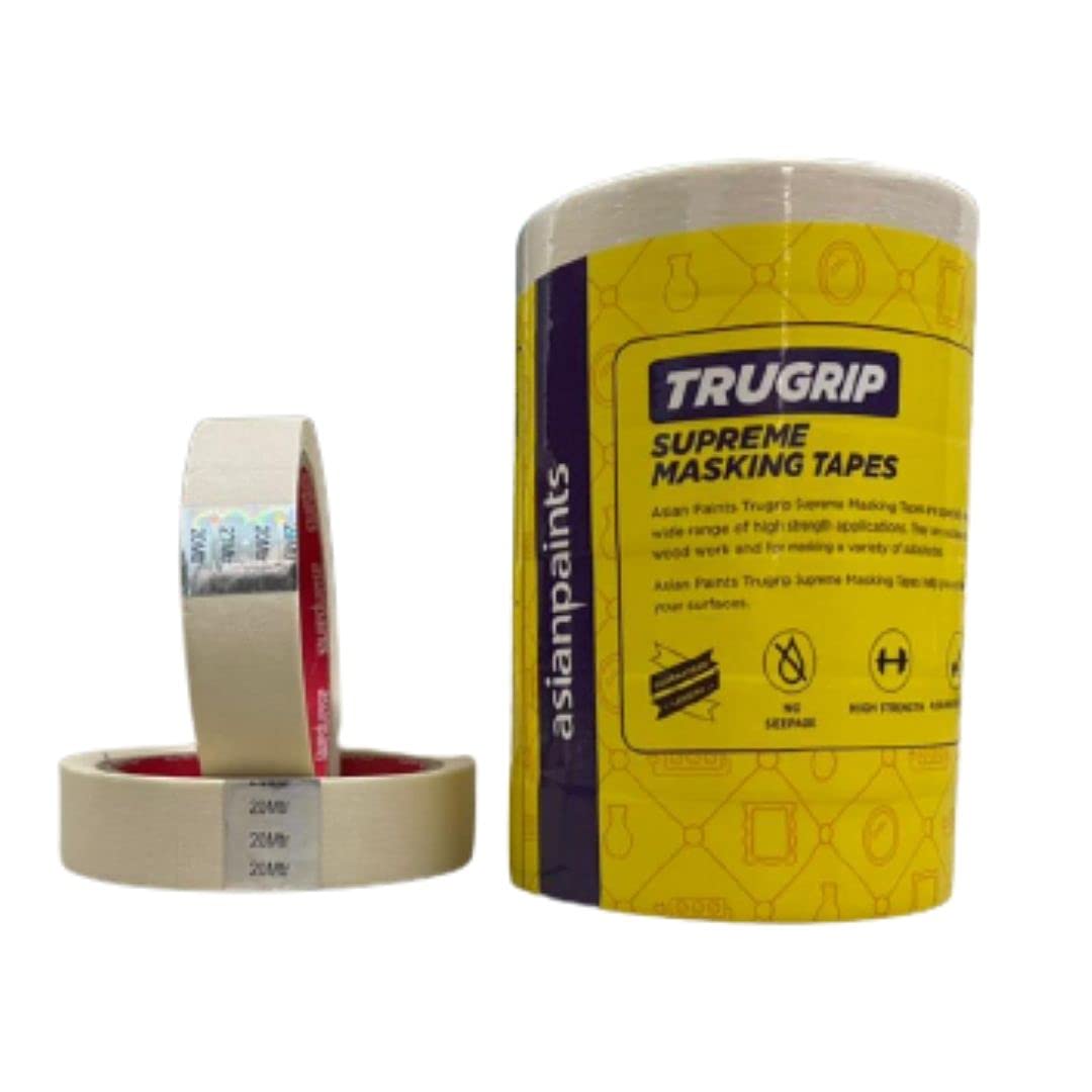 TRUGRIP SUPREME Masking Tape 6 pcs 24mm x 20mtr Width - 2.4 cm (1 inch) Length - 20 meters. (Asian Paints),Off White (B09F1GKCSD) Amazon Price History, Amazon Price Tracker