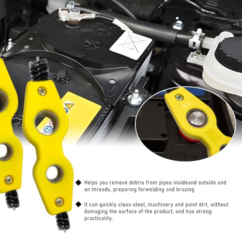 Car Battery Terminal Cleaning Brush, 4 in 1 Steel Wire Brush for Yellow 2 Pcs - Picture 5 of 43