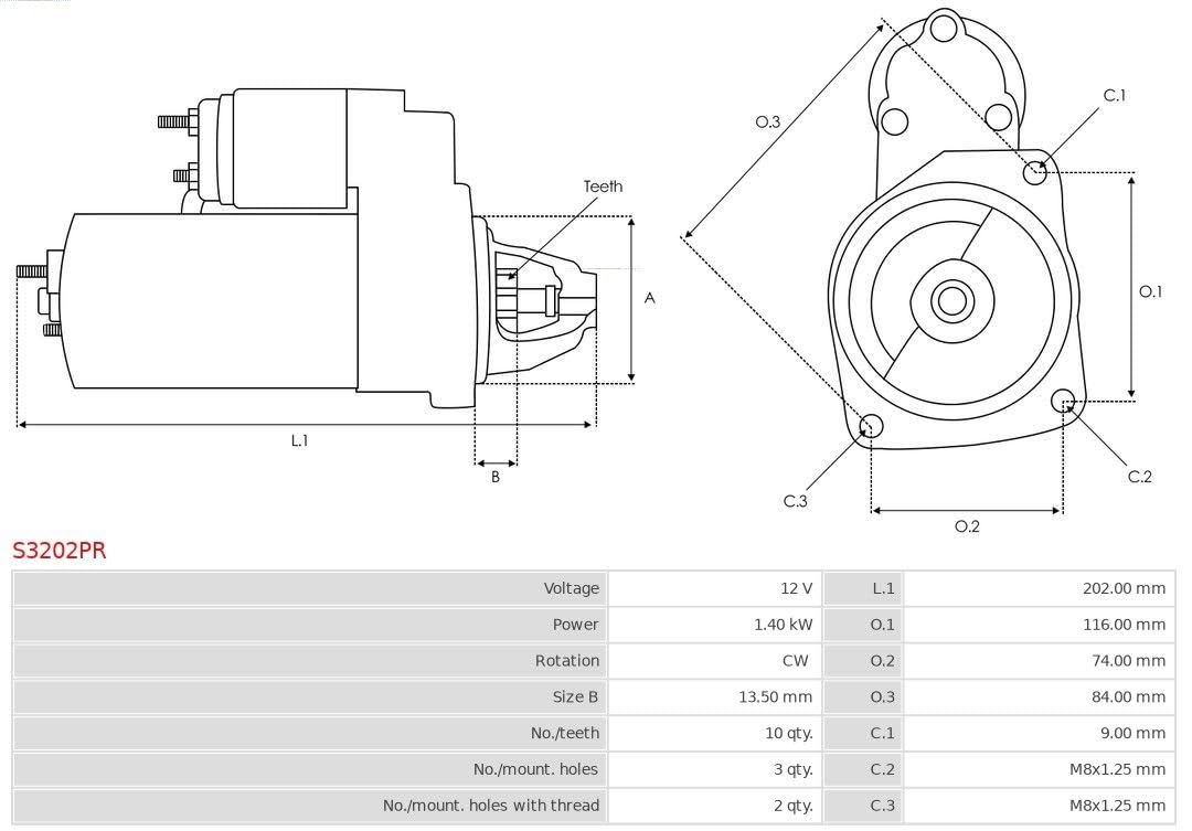 Moteur de démarrage remanufacturé AS-PL - S3202PR