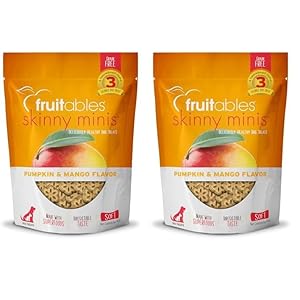 Fruitables Skinny Mini Dog Treats – Healthy Treats for Dogs – Low Calorie Training Treats – Free of Wheat, Corn and Soy – Pumpkin and Mango – 5 Ounces (Pack of 2)