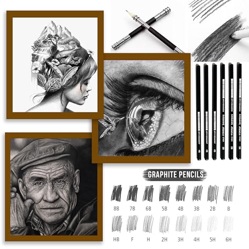 Image of DaKos Sketch Pencil Set - Drawing Pencil Set and Shading Pencil Set for Artists, with A5 Drawing Sketch Book, Perfect Sketching Kit of Charcoal Pencil and Shading Art (30 Pcs.)