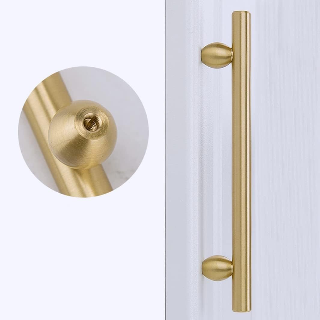 Maniglie per armadi in ottone Oro, Confezione da 2 maniglie for armadietti in ottone massiccio con foro singolo, dimensioni multiple dorate(96mm/3.8in)
