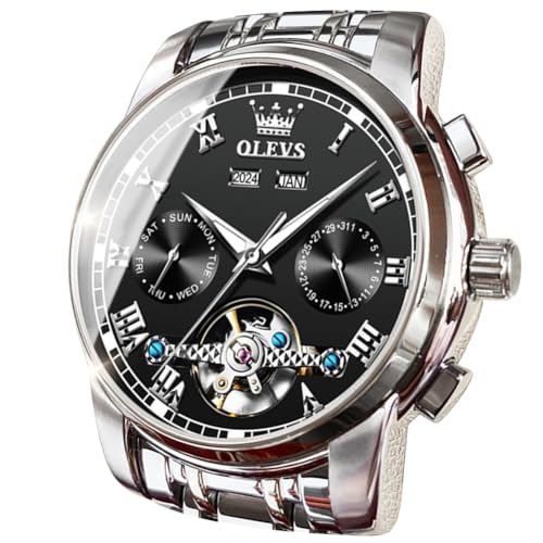 Image of OLEVS Automatic Watch for Men Self Winding Mechanical Luxury Business Stainless Steel Multi Calendar Waterproof Luminous Wrist Watches