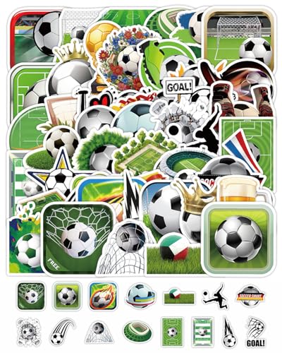 QLEUIFT 50 Pcs Stickers Foot, Stickers Vinyle Imperméables, Cadeaux de Football pour Adolescent, Autocollants de Football, pour Skateboard Vélo Ordinateur...