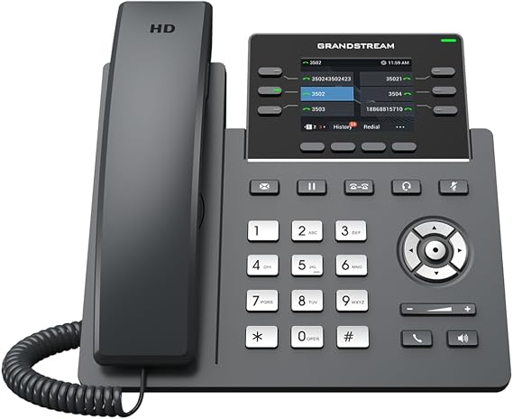 Grandstream GRP2613 IP Phone | 6 Lines, 4 SIP Accounts | 2.8-Inch Color Display | Dual-Port Gigabit Ethernet with Integrated PoE, Black