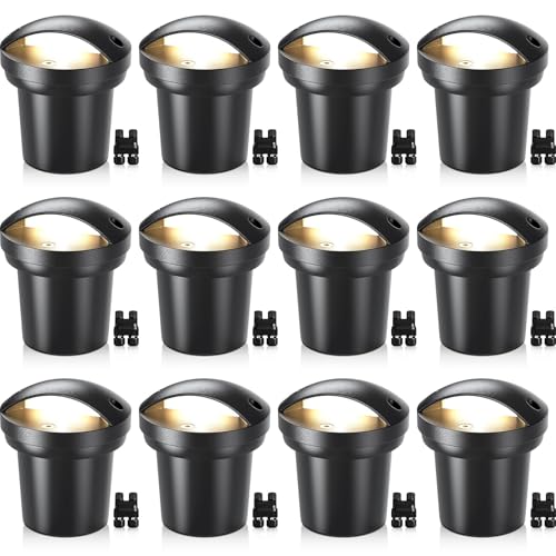 SUNVIE 5W Low Voltage Landscape Lighting Anti-Glare Outdoor In-Ground Lights 3000K Well Lights Low Voltage with Wire Connectors Waterproof LED Landscape Lighting for Pathway Garden 12 Pack