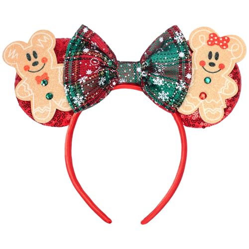 UNSPAZ Christmas Mouse Ears Headband, Christmas Ears for Women Adult Kids, Christmas Headband Park Ears Christmas Party Cosplay Costumes Accessories (Ginger)