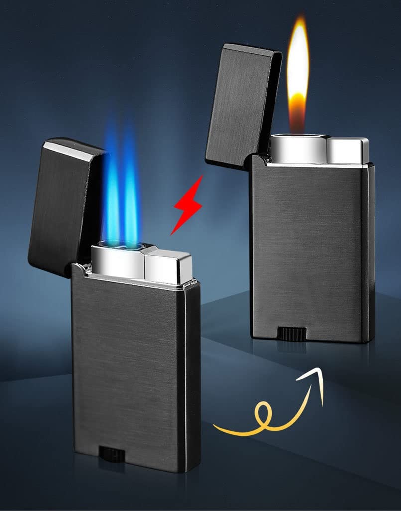 Dual Flame Visible Gas Brandstoftank Window Dual Flame Lighter, Soft