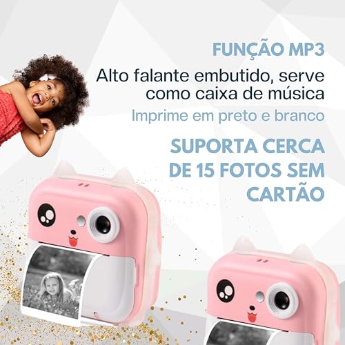 Câmera instantânea infantil fofa Câmera digital infantil de 24 MP Câmera de impressão instantânea in