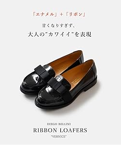 Amazon | [ディエゴベリーニ] エナメル グログランリボン ローファー