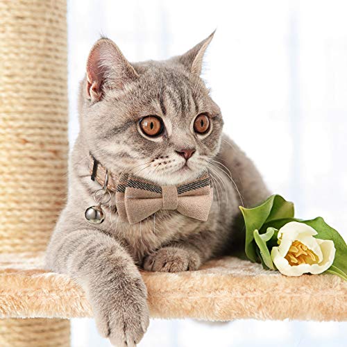 4 Pieces Bow Tie Cat Collar Bandana, Breakaway Pet Collar Bandana with Classic Plaid Adjustable Cat Collar with Scarf… - Image 3