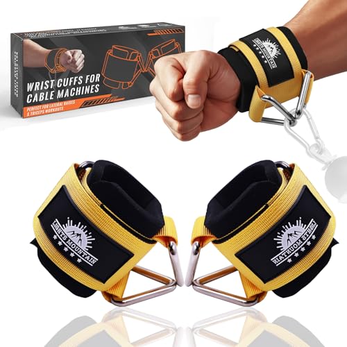 Image of Adjustable Wrist Cuffs Neoprene Padded Straps for Cable Machines Strength Training Equipment