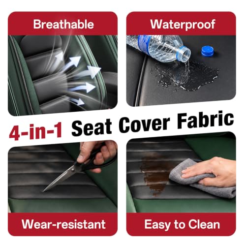 Image of Leather Full Set Seat Covers for Toyota Camry 2015-2026, Black-Green