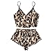HHRHLKNH Abbigliamento Erotico Donna Pigiama Sexy per Le Donne Nightwear Stampato Leopard Stampato Leopard Senza Maniche Senza Spalline Pantaloni Camis Pantaloni in Possesso di Soggiorno-Castagna_L.