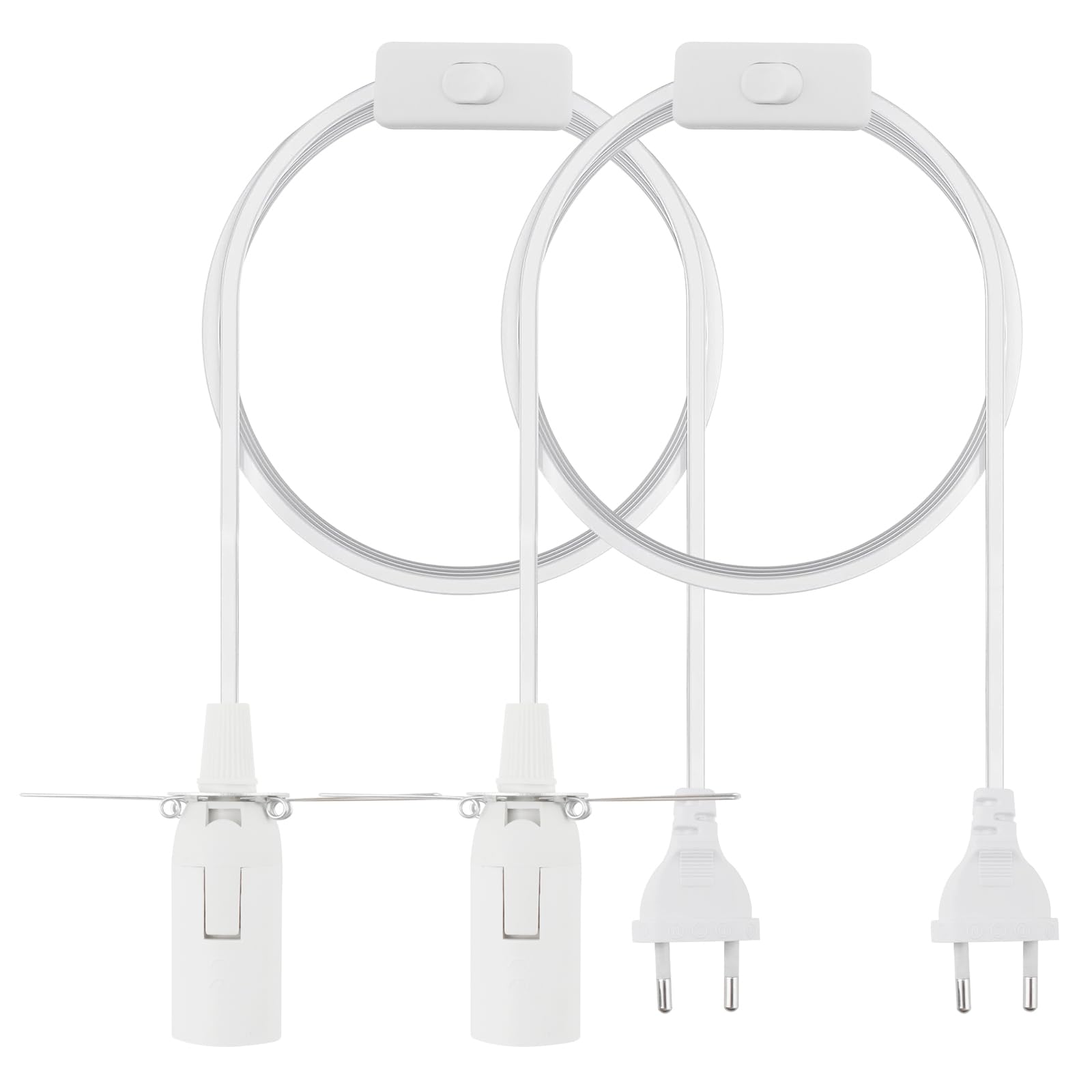 2 sztuki oprawki E14 z kablem i przełącznikiem 3 m oprawka lampy | Oprawa E14 lampa z kryształu solnego wtyczka UE do zawieszenia lampy DIY lampy sufitowe białe