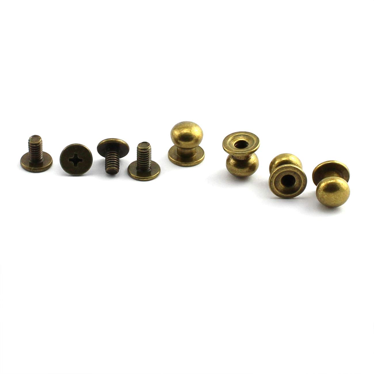 15PCS 10mm Round Head Button Screwback Screw Stud Spot Rivet for Leather Craft Bag Belt Handbag DIY Decoration Accessories (Bronze)-image-9