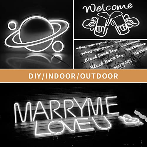 Image of LED Neon Lights Flexible White 16.4FT /5M 12V DC Waterproof Flexible LED NEON Light for Indoors Outdoors Decorm [Power Adapter Included]