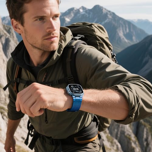 Image of BXUXOHS Milanese Loop for Apple Watch Ultra 3 /2 Band 49mm 46mm 45mm 44mm 42mm Men,Tactical Mecha Strap Military-Grade Design,Magnetic Metal Wristband for iWatch Ultra 2 /3 Series 11 /10 /9 /8 /7 /6 /5 /4 SE