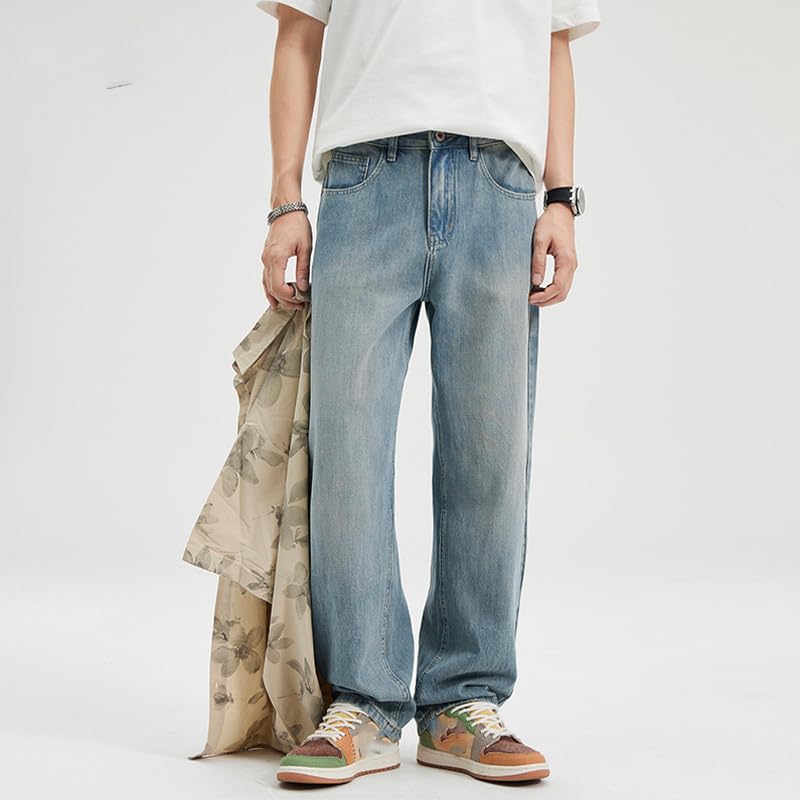 Men's Denim Pants Spring Straight Leg Loose Office Jeans2