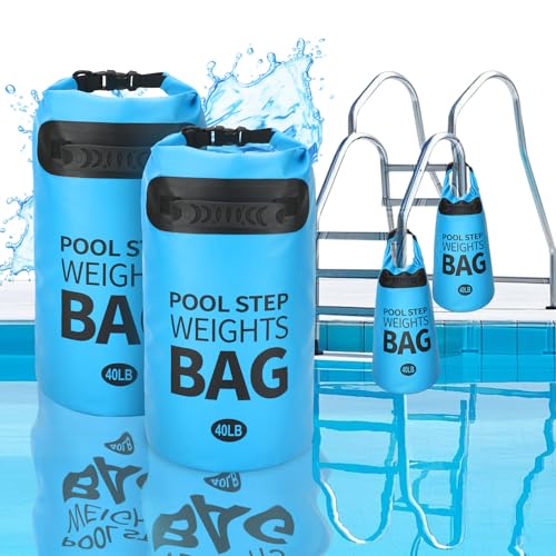 NOVWANG Heavy Duty Pool Step Weights, 40 LB Quick Fill Swimming Pool Ladder Weights 500D PVC Sand Fillable Bags with Tough Handle No Breaken Universal Step Anchors for Above Ground Pool Stairs