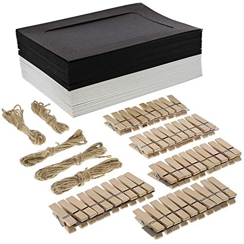 Juvale Cardboard Paper Picture Frame DIY Hanging Kit (50 Pack) 5x7 Inch, Black, White