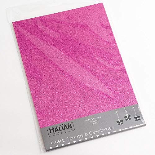 Italian Options 250GSM Non Shed Glitter Card Craft Paper 10 Sheets, A4 Size, Red