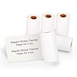 White self-adhesive thermal paper (50mm x 3.5m, 5 rolls) Compatible for Phomemo M02/T02/P2S/M03/M04S & Vretti TP2/TP6 printers. Glossy printable sticker paper, suitable for notes, lists, and stickers