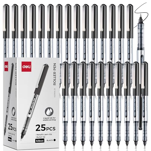 25 Black 0.5mm Rollerball Pens