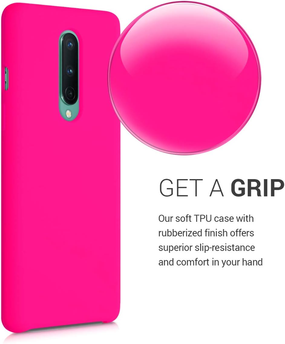kwmobile Case Compatible with OnePlus 8 (2020) Case - TPU Silicone Phone Cover with Soft Finish - Neon Pink image 3