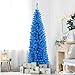 HAPPYGRILL 6 Feet Blue Pencil Christmas Tree Artificial Slim Christmas Tree Skinny Xmas Tree with Metal Stand, Realistic Unlit Pine Tree with 520 Branch Tips for Indoor Outdoor
