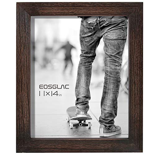 Eosglac 11x14 Picture Frames, Rustic Wood Photo Frames,Weathered Dark Brown