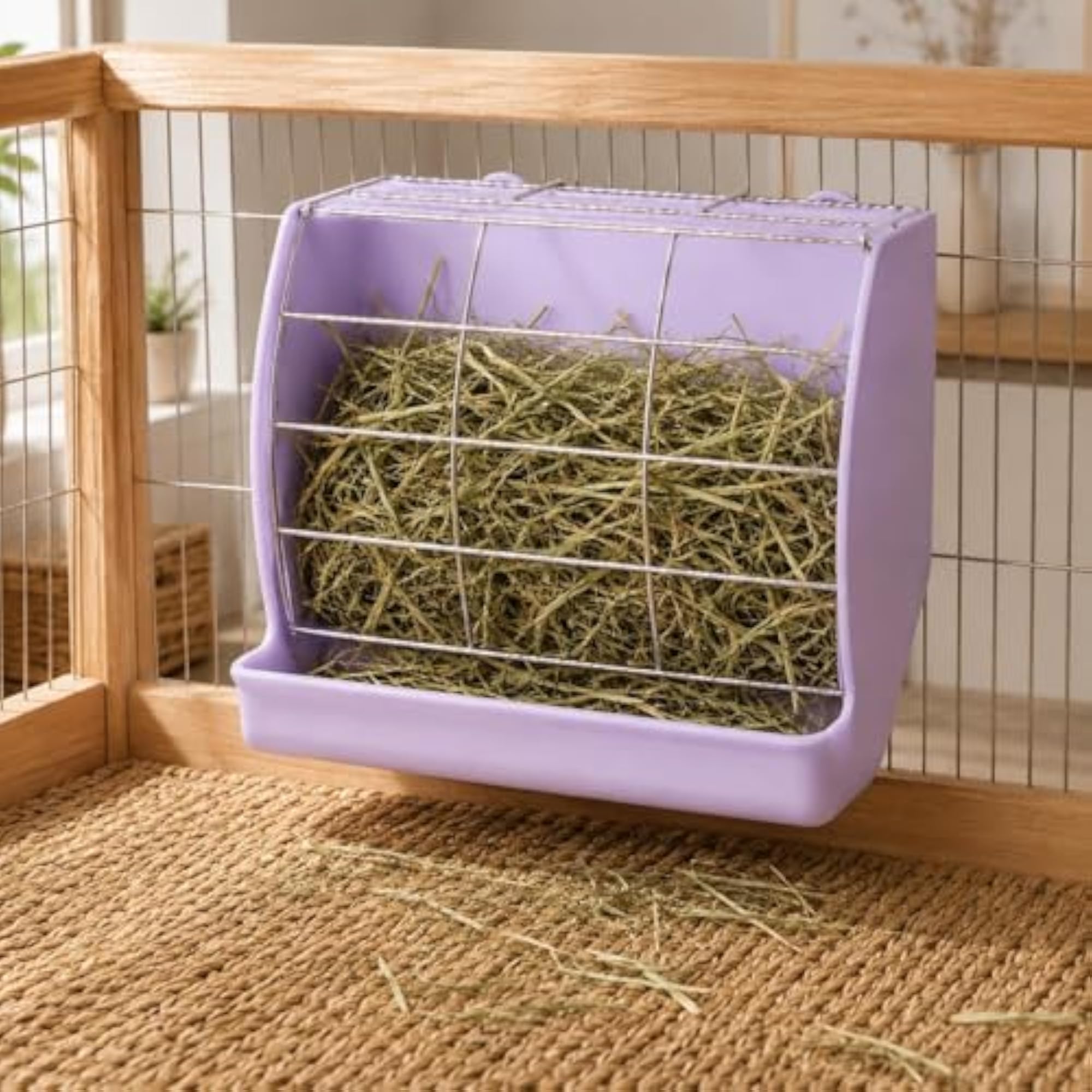 Stainless Steel Rabbit Hay Rack Feeder with Plastic Body Enclosure