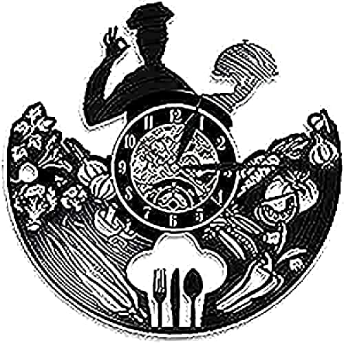 Reloj de pared silencioso de 12 pulgadas sin tictac, moderno reloj de pared de cocina con luces LED, tenedor, cuchillo, cuchara, panadero, gourmet, cuarzo artativo para colgar