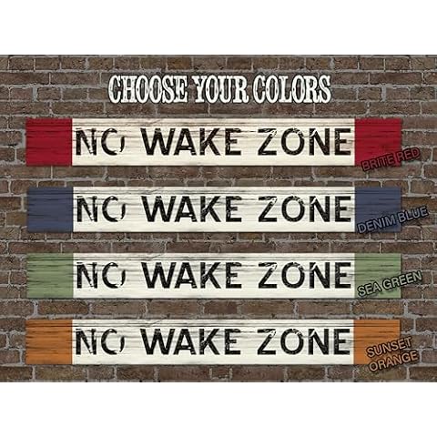 NO WAKE ZONE Vintage Sign on Rustic Barn Wood (Blue Denim) Cover