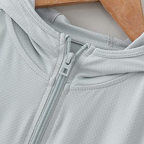 Zip-Up Hoodie for Girls Boys U𝐏F50+ Sun Pr𝗼tection Jacket Kids Outdoor Hiking Running Athletic Outerwear4